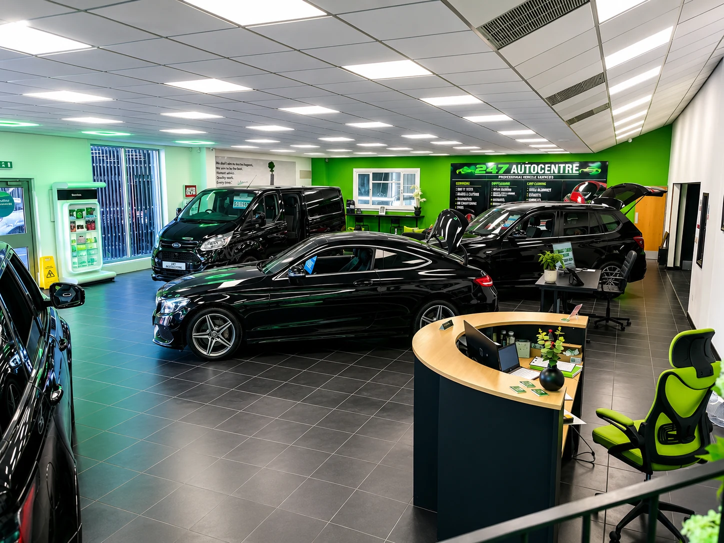 24/7 Autocentre showroom and reception area